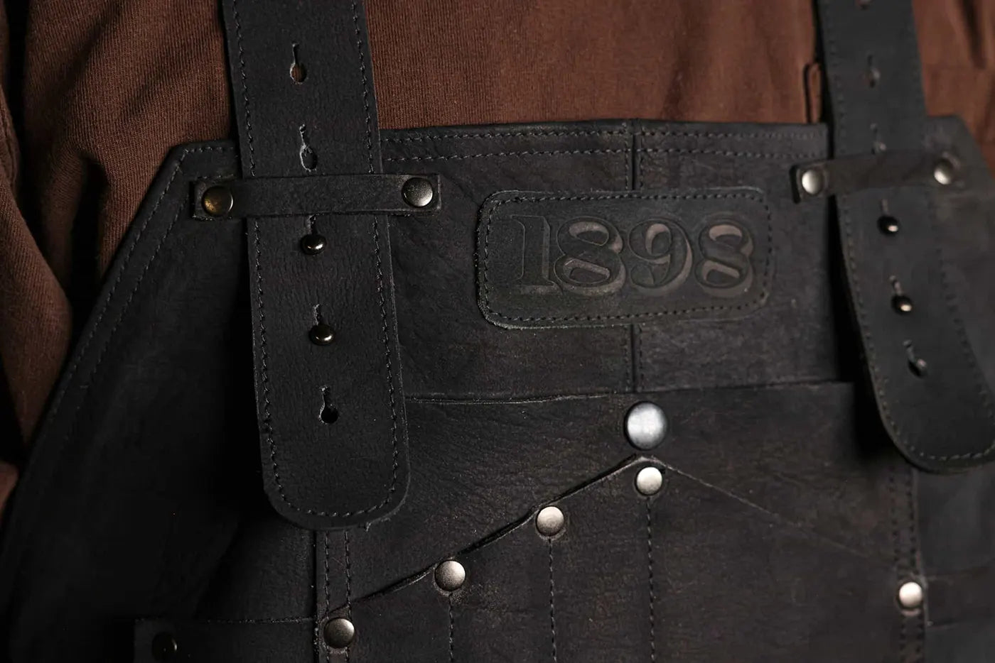 Black Leather Apron Front Side - Black