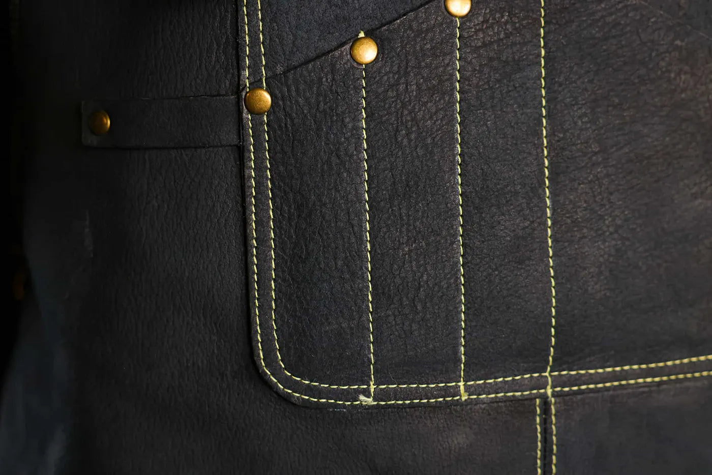 Welding Apron Gold Thread Zoom - Gold