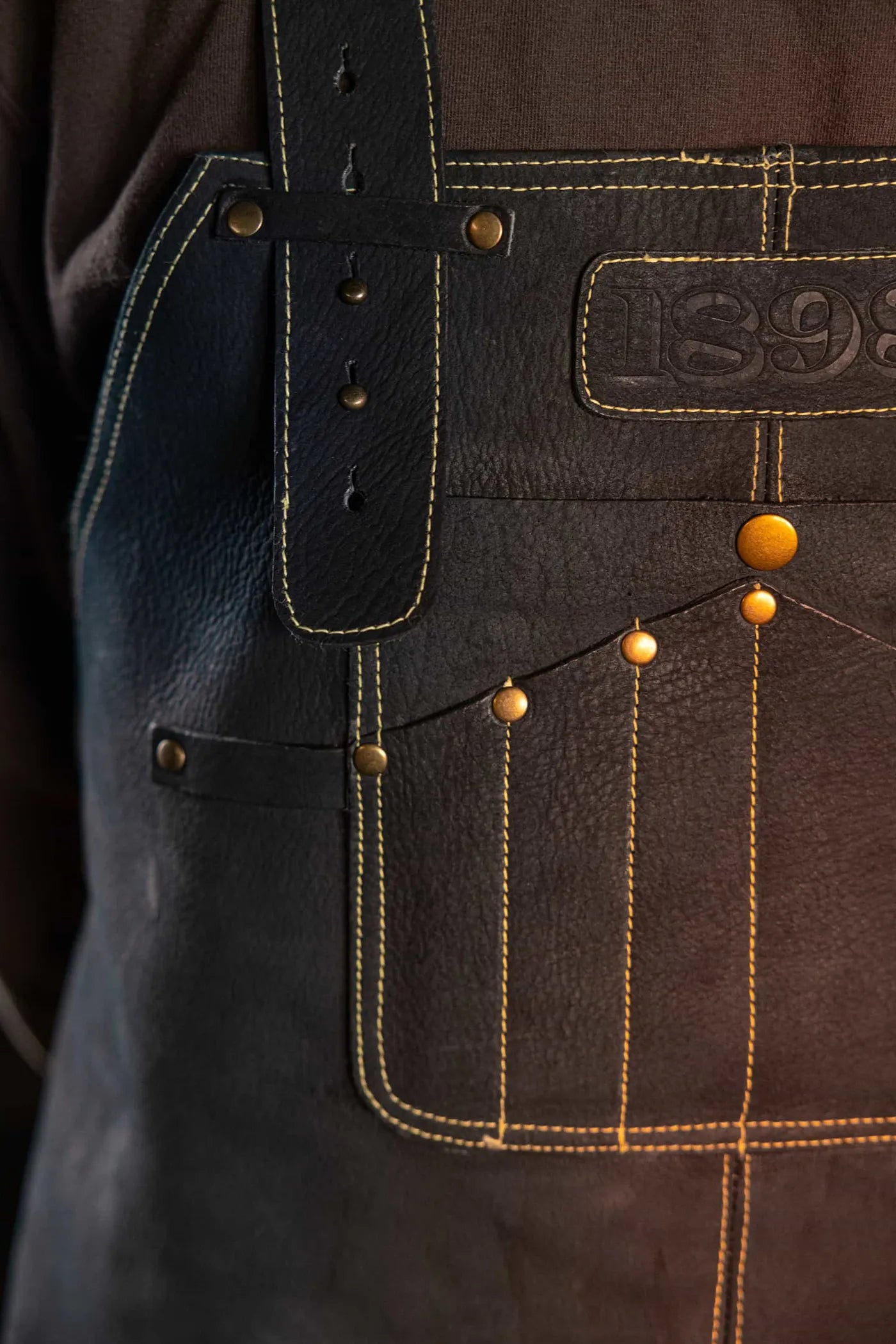 Welding Apron Gold Thread Strap - Gold
