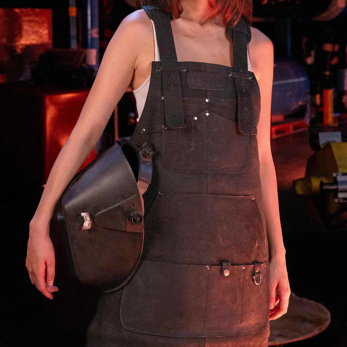 Welding Apron with Black Thread - Black
